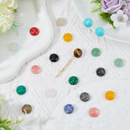 SUPERFINDINGS 30PCS Gemstone Cabochons 15 Styles Flat Round Cabochons 1.4cm/0.55in Crystal Quartz Stone for Earring Necklace Bracelet Jewelry Making - size: 14mm