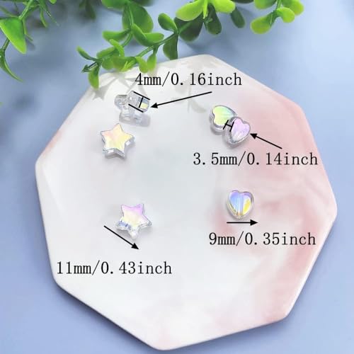 600 PCS Acrylic Heart Star Shape Beads AB Colors Flat Loose Spacer Beads for DIY Necklace Bracelet Jewelry Craft Making (Rose AB) - color: Rose AB