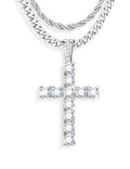 925 Sterling Silver Cross Necklace Men - CZ Cross Pendant Layered Necklaces Waterproof Stainless Steel Link Rope Chain Silver Necklace Stack Jewelry with Gift Box 16-30 Inches - size: 28&30in