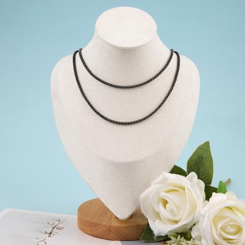 YOUBEIYEE 10PCS Black Square Rolo Chain Necklace for Men and Women Stainless Steel Chains for Jewelry Making Necklaces Bulk (18inch) - color: Black 18"