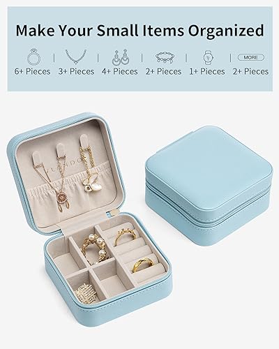 VLANDO Teacher Appreciation Gifts - Travel Jewelry Case - Travel Essentials for Women - Small Jewelry Travel Organizer Case for Girls Women - Blue - color: C.Blue