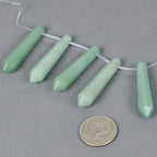 Justinstones 50mm Natural Green Aventurine Hexagonal Wand Jewelry Making Crystal Pointed Chakra Reiki Healing Beads 2mm Hole Drilled(Pack of 5) - color: Green Aventurine