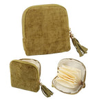 Travel Jewelry Case, Soft Velvet Organizer Pouch with 5 Compartments & Tassel Zipper, Anti-Scratch Jewelry Bag Storage Holder for Bangle Bracelets Earrings Necklace, Women Gifts - color: Grass Green