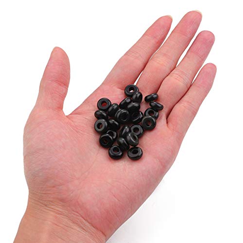 BEADIA Natural Black Onyx Rondelle Stone with Large Hole (4mm) Loose Semi Gemstone Beads for Jewelry Making 10mmx4mm 24pcs - color: Black Onyx, size: 10mm x 4mm
