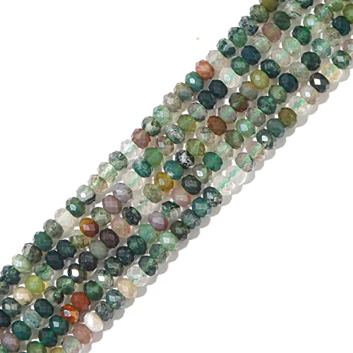 BEADIA Natural Indian Agate Beads 4x2mm 120pcs Faceted Rondelle Loose Semi Gemstone Beads for Jewelry Making Design - color: Indian Agate
