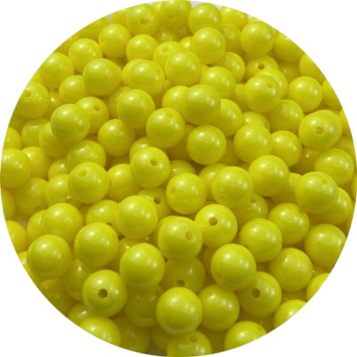 1000pcs Acrylic Round Beads 6mm Round Spacer Plastic Pastel Beads Craft Beads with Hole for DIY Bracelet Necklace Jewelry Making Supplies Handmade Craft(Lemon Yellow) - color: Lemon Yellow, size: 6mm