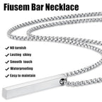 Fiusem Pendant Necklace for Men, Silver Tone/14k Gold Plated/Black Mens Pendant Necklaces with 2.5 mm Box Chain, Stainless Steel Bar Chain, 18-28 Inches - color: silver, size: 26 Inches, style: Pierced Rectangle