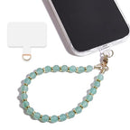 Marble Beaded Phone Wrist Strap,Detachable Phone Bracelet Strap with Tether Tab,Hands-Free Wristlet Strap (Green Aventurine) - color: Green Aventurine