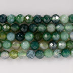 Angelstones Natural Gemstone Small Beaded Stretch Bracelet, 4mm Faceted Round Beads, Crystal Healing Bracelet for Women - color: Moss Agate