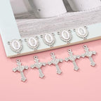 Jiali Q 20 Piece Set Rhinestone Cross Connectors and Pendants for Jewelry Making (Silver) - color: SILVER