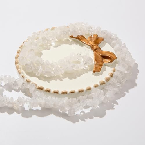 Natural Chip Stone Beads About 200pcs White Crystal Stones 5-8mm Irregular Gemstone Healing Crystal Loose Rocks for Bracelet Necklace Earrings Jewelry Making(White Crystal) - color: white crystal