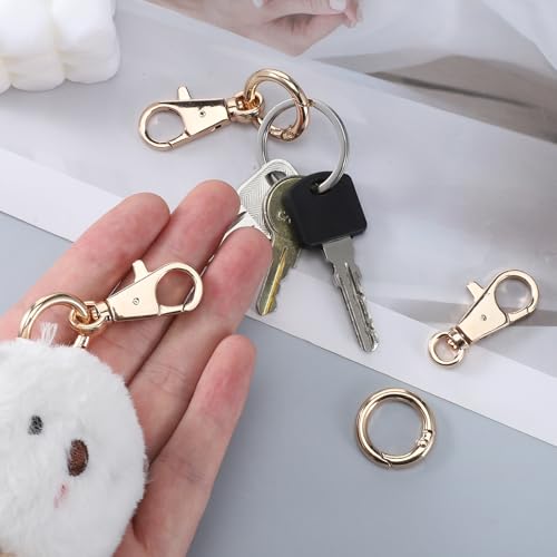 salbsever 3 Pcs Bag Charm Clip Gold Swivel Hooks for Purses Heavy Duty Gold Purse Charms for Handbags Purses Clasps for Bag Making Lobster Clasp Keychain Clip for DIY Crafts Making Accessories