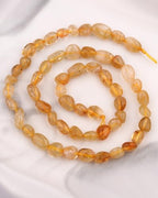 Natural Stone Beads 6-8mm Citrine Oval Irregular Freeform Tumbled Loose Gemstone Beads for Jewelry Making 15 Inch Strand 50-55 Pcs - color: Citrine-1 strand15”-approx. 55 beads