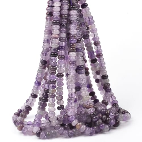 ICAI Beads 5x8mm Natural Rondelle Spacer Loose Beads for Jewelry Making DIY Crafts Design 1 Strand 15" APPR (Amethyst) - color: Amethyst, size: 5x8