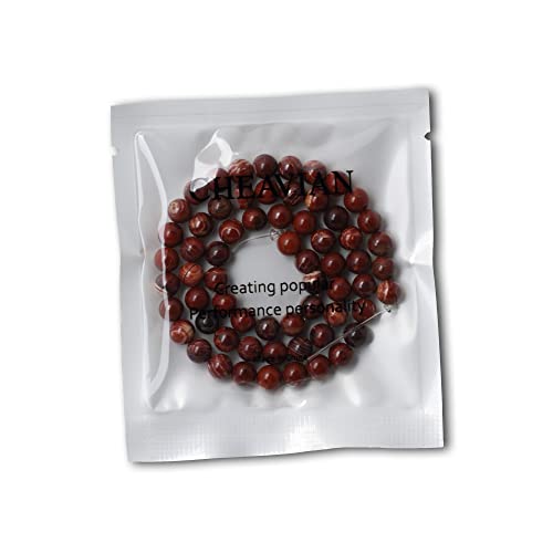 60PCS 6mm Natural Red Snake Skin Jasper Round Loose Beads for Jewelry Making DIY Gifts Arts Crafts Materials 1 Strand 15" - color: Red Snake Skin Jasper, size: 6mm 60pcs