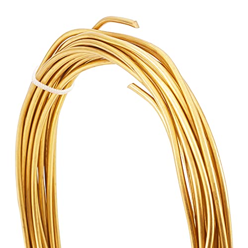 BENECREAT 12 Gauge 16.4 Feet Round Raw Copper Wire Gold Brass Wire for Beading Craft and Jewelry Making - size: 12 Gauge