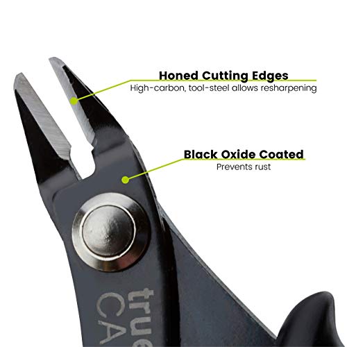 trueCABLE Precision Sharp Flush Cutter, 1 Pack, Wire Cutting Pliers for Ethernet Cable Preparation, Electronics, Jewelry & Crafts, Hardened Carbon Steel with Non-Slip Handle, Cut Wire Up To 16 AWG - style: 1 Pack