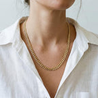 WomenGifts Cuban Link Chain Necklace for Women, Waterproof 14k Gold Silver Plated Chain Choker, Non Tarnish Stainless Steel Jewelry, 3.5/5/6/8/11mm,14/16/18 Inch Thin&Chunky&Thick - color: Gold, style: 6MM-18"