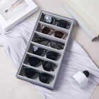 Juexica 4 Pcs Velvet Sunglasses Organizer Tray 6 Grid Sunglass Organizer Velvet Tray Stackable Glasses Display Case for Women Glasses Jewelry Display Watch (Gray) - color: Gray