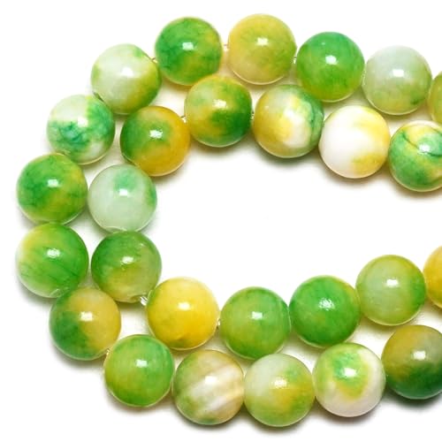 Persian Jade Stone Beads for Jewelry Making - 8mm Gemstone Round Beads for Bracelets(44-47pcs, Green Yellow Persian Jade) - color: Green Yellow Persian Jade, size: 8mm
