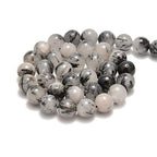 90pcs 4mm Natural Black Tourmalinated Rutilated Quartz Gemstone Round Spacer Loose Stone Beads for Jewelry Making 15.5" 1 Strand (Black Tourmalinated Rutilated Quartz, 4mm 90Beads) - color: Black Tourmalinated Rutilated Quartz, size: 4mm 90Beads