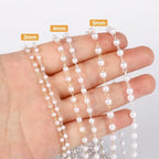 33 Feet Silver Pearl Beads Chains Roll, 5mm Faux Pearls Beaded Silver Plated Brass Cable Link Chain Spool Bulk for Jewelry Making DIY Craft - color: 5.0MM Silver Color