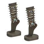 MOOCA 2 Pcs Set Two-Way Tabletop or Wall-Mountable Jewelry Display Natural Wood Foot-Shaped Bracelet Display, Anklets Display Storage, Wood Sturdy Base, Dark Brown Color - color: Dark Brown