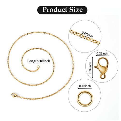 UMAOKANG 20pcs Jewelry Chains Bulk for Men and Women Necklace DIY, Gold Plated Stainless Steel Cable Chain Jewelry Supplies (18 Inches) - color: Gold Cable, size: 18 Inch