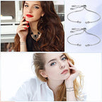 Sureio 10 Pieces Adjustable Slider Bracelet for Jewelry Making Bracelet Chains for DIY Jewelry Making Findings Extender Chains with Rhinestones Ends for Women (Silver) - color: Silver
