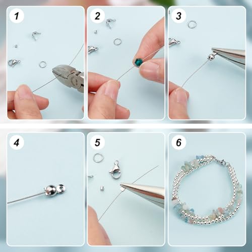 BENECREAT 328-Feet 0.3mm Stainless Steel 7-Strand Beading Wire with Accessories for Jewelry Making - size: 0.3mm, style: 7 Strand