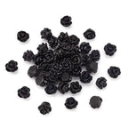 Beadthoven 50pcs Handmade Flat Base Opaque Resin Black Rose Flower Beads for DIY Beading Jewelry Making Necklace Bracelet Earring Supplies 9x7mm Hole: 1mm - color: Black Rose#9x7mm