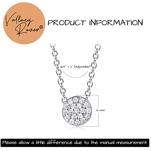Valloey Rover Gold Necklace for Women 14K Gold Plated Circle Cubic Zirconia Pendant Necklace Dainty Twist Rope Chain Necklace Simple Jewelry Gift for Women - style: Silver-Dot