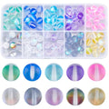 1 Box 100Pcs 8mm Moonstone Glass Bead Bulk Matte Crystal Beads Frosted Colorful Mermaid Round Glitter Shiny Aurora Loose Spacer for Bracelets Jewelry Making DIY Crafts Supplies