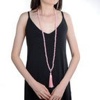 Adabele Premium 108 Mala Beads Malas Necklace - Natural Healing Gemstone Tibetan Buddhist Japa Prayer Meditation Reiki Chakra Stone Quartz Rock Women Men Jewelry - style: Pink Rose Quartz