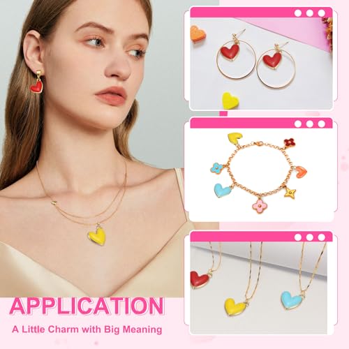 MECCANIXITY Enamel Alloy Heart Charm, Valentine Heart Pendants Love Jewelry Making Charm for DIY Necklace Bracelet Earrings Keychain - color: Blue