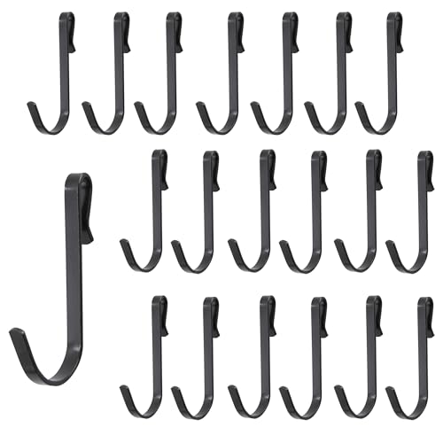 20Pcs J Shaped Stainless Steel Hanger Hooks - Clip-on Wire Rack Hanging Sink Grid Shelf Hook for Kitchen Bedroom Office, Black - color: Black, size: 0.1"