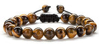 Hamoery Men Women 8mm Tiger Eye Stone Beads Bracelet Elastic Natural Stone Yoga Bracelet Bangle - color: Tiger Eye Stone-21018
