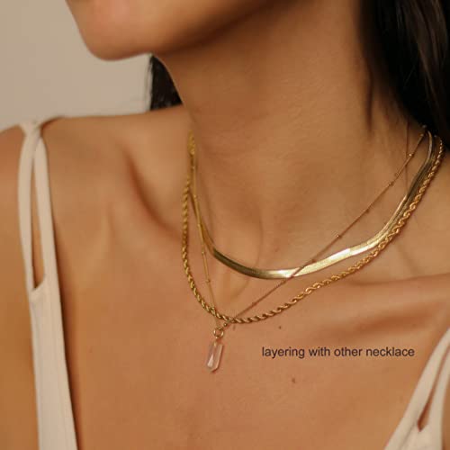 Freekiss Women's Layered Necklace Set - 3 Piece Dainty Gold Jewelry for Everyday Stacking | 14K Gold Plated Snake Chain, Rope Chain, Cuban Chain | Adjustable Length 14-18.5 Inch | Gift Ready - color: Gold, style: Layer 3mm Snake+Rope Chain