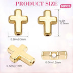 60 Pcs Cross Charms for Jewelry Making, Religious Cross Beads for Bracelets, Crosses for Jewelry Making, Bracelets, Necklaces, DIY Crafts (Gold) - color: 60pcs, 13x9mm, Gold