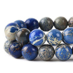 6mm Blue Sea Sediment Imperial Jasper Round Gemstone Natural Stone Loose Beads for Jewelry Making Design Crafts 60 Pcs 15 Inch - color: Blue, size: 6mm
