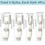 SUNNYCLUE 1 Box 4 Sizes 16Pcs 16mm Silver Foldover Clasp Brass Fold Over Clasps Bulk White Metal Plated Links Fasten Extender Folding Clasps for Jewelry Crafts Bracelets Necklaces Supply Women