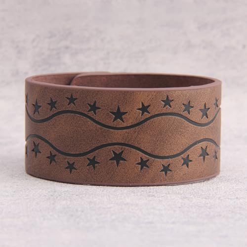 GelConnie Leather Cuff Bracelet Punk Braided Bracelets Rock Leather Wristbands Faux Mens Leather Bracelet Gothic Viking Bangle Adjustable Wrap Bracelet for Women,Men - color: MLPB086-Brown