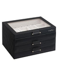 Jewelry Boxes with Glass Lid, Jewelry Boxes for Women 3-Tier Jewelry Organizer with 2 Drawers, Jewelry Display Case Gift for Women Girls Men - Black - color: Black 3-Layer