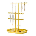 Saydear Elegant Jewelry holder Organizer: 2-Tier Display Storage Stand for Earrings Necklaces with Ring Tray Spacious and Durable, Easy to Assemble Gold - color: Gold