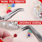 2PCS Mini Needle Nose Pliers Set Mini Long Nose Pliers and Bent Extra Long Needle Nose Pliers for Wire Wrapping Object Gripping - style: Straight & Bent Needle Nose Plier