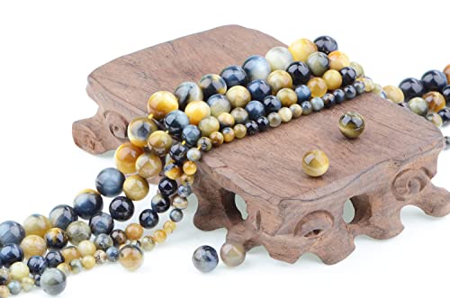 Bymitel 90 pcs Round Loose Stone Beads Gemstone Spacers for Charm DIY Jewelry Making 15.5" per Strand 4mm (Dream Tiger's Eye, 4mm) - color: Dream Tiger's Eye, size: 4mm