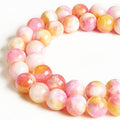 35pcs 10mm Pink Yellow Jade Beads Natural Gemstone Beads Round Loose Beads for Jewelry Making - color: Pink Yellow Jade, size: 10mm