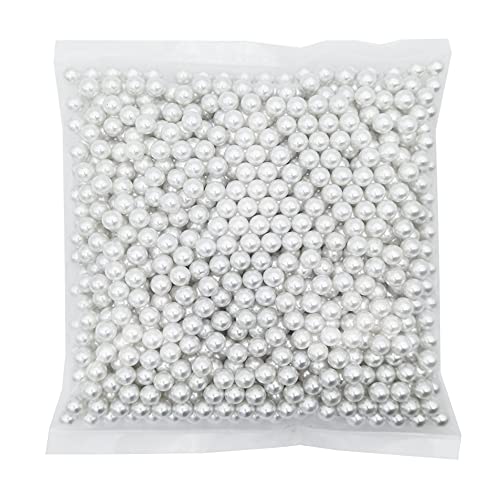 INSPIRELLE 1100pcs White Undrilled ABS Art Faux Pearls for Vase Fillers, 8mm No Hole Makeup Beads to Hold Brush Eyeliner, Imitation Round Pearl Beads for Table Scatter Home Wedding Decoration - color: White, size: 8mm