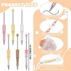 Colarr 24 Sets Plastic Beadable Pens DIY Pens Making Kit Assorted Wood Beads Crystal Spacer Black Ink Ballpoint for Women Crafts Office Family Gifts(Cute Daisy) - style: Cute Daisy
