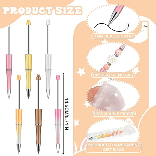 Colarr 24 Sets Plastic Beadable Pens DIY Pens Making Kit Assorted Wood Beads Crystal Spacer Black Ink Ballpoint for Women Crafts Office Family Gifts(Cute Daisy) - style: Cute Daisy
